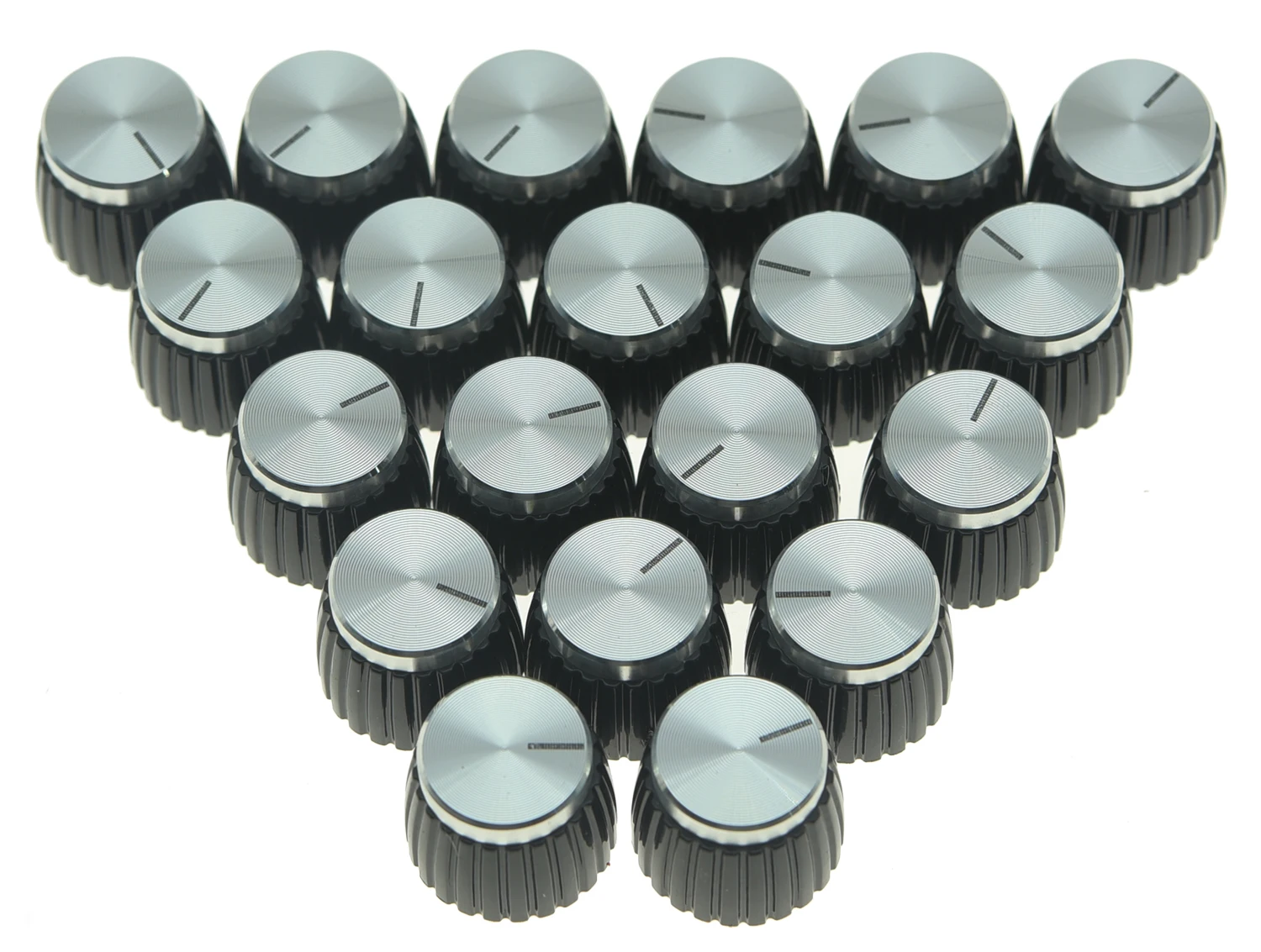 Фото KAISH Pack of 20 Guitar Amplifier Knobs Black/Silver Cap Push On Knob fits Marshall №2
