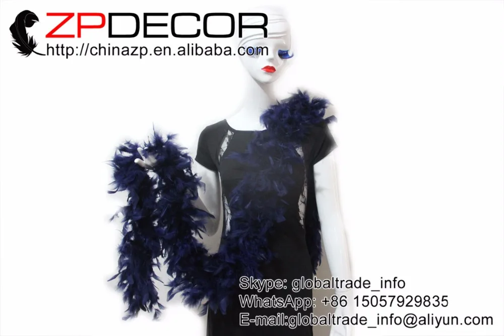 ZPDECOR перо 2 ярдов 80 г Хорошее качество пушистый и красивый темно синий Турция
