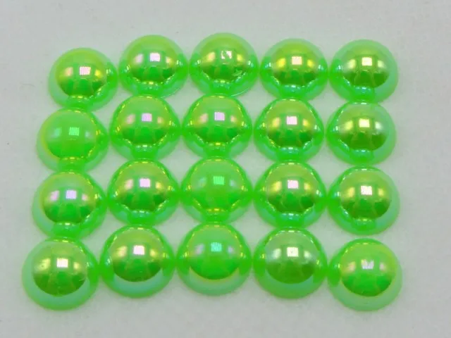 200 смешанных цветов блеск AB акриловые круглые половинки жемчуга 10 мм FlatBack бусины