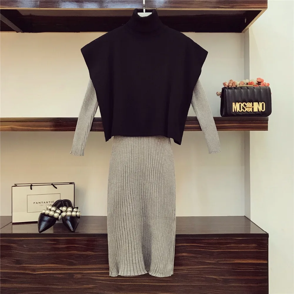 2018 Новое модное осенне-зимнее женское Трикотажное пончо с высоким воротником +