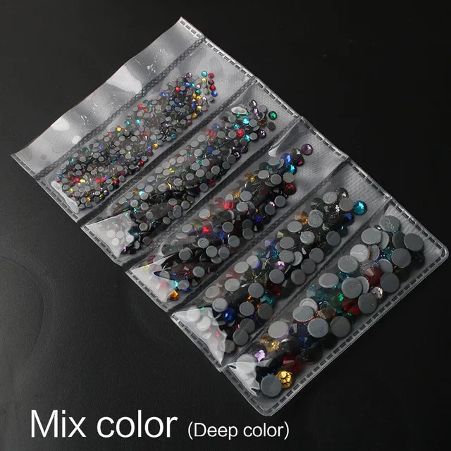 Mix color Deep Высокое качество AAA Горячая фиксация Стразы SS6-SS30 с плоской задней частью хрустальные камни смешанный размер Упаковка 1000 шт для одежды - Цвет: Mix color Deep