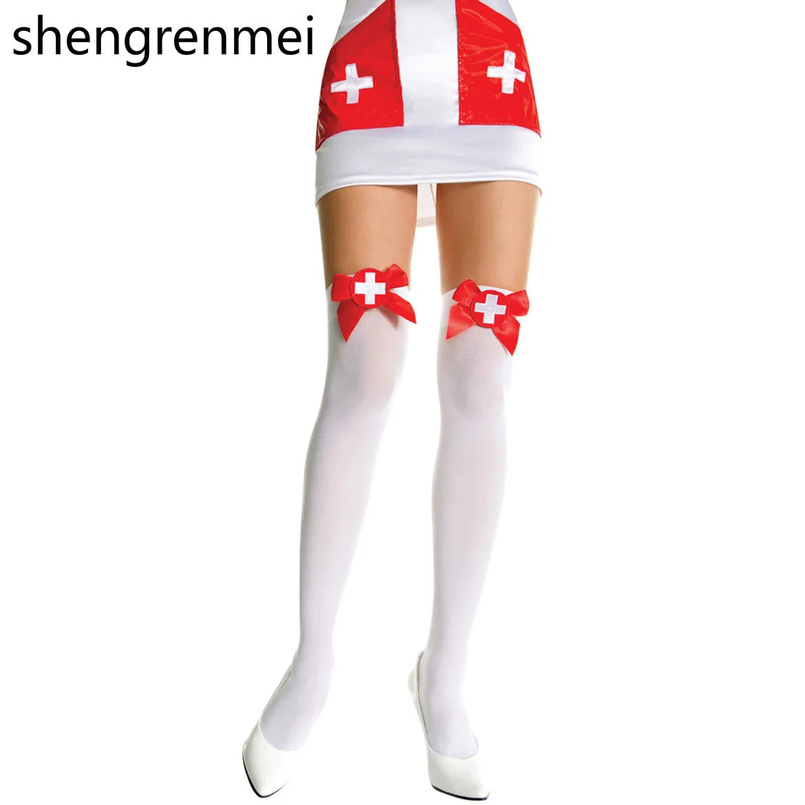 Shengrenmei 2019 сексуальные белые чулки до бедра медсестры горничной для ролевых игр с