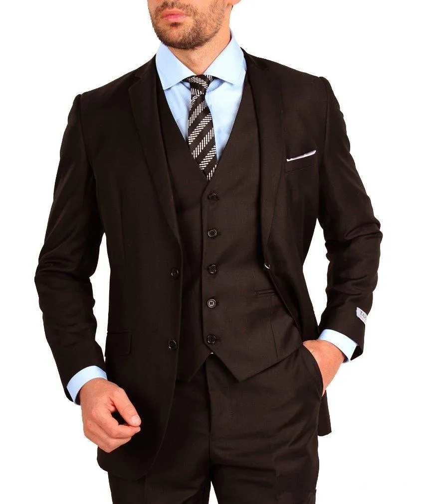 Custom made Groom Wedding suits Brown Notched lapel 3 pieces Tuxedos Groomsmen suits( jacket+Pants+vest+tie)