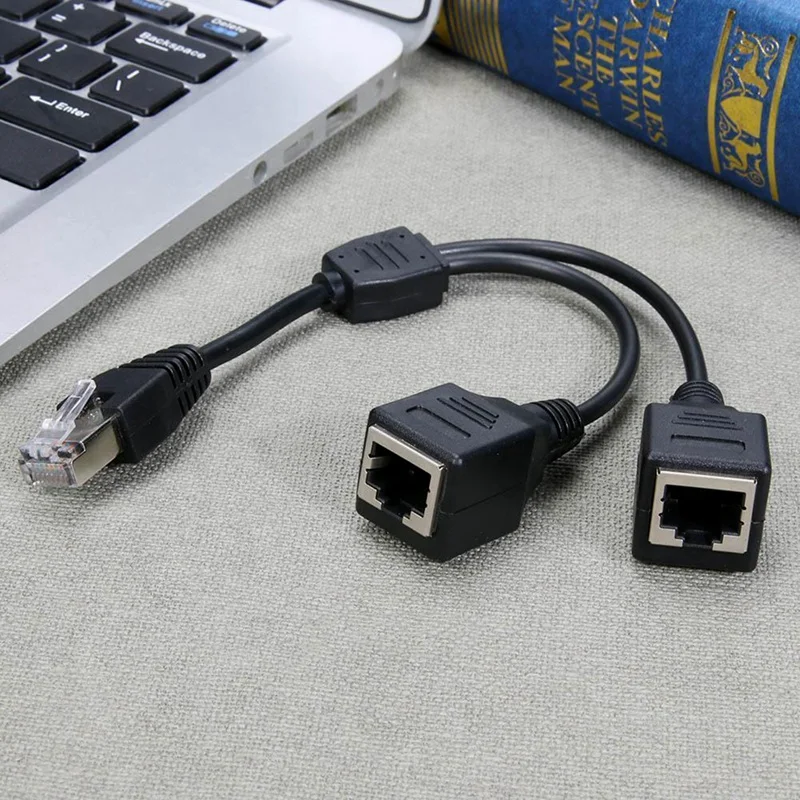 Cat6 LAN Ethernet Extension Cord 1 Male To 2 Female RJ45 Splitter Network Cable Adapter Set Kit |