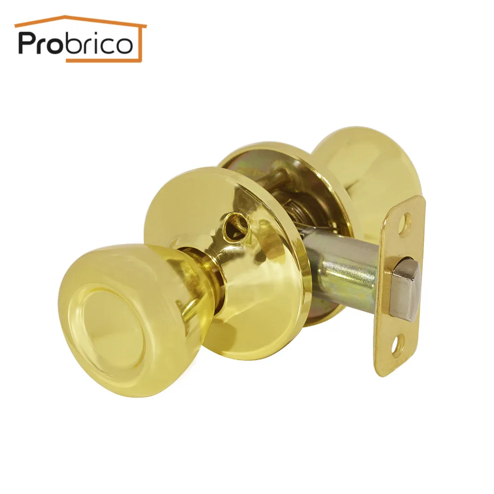 Probrico Gold Door Knobs door Handle For Interior Keyless Passage Lock Stainless Steel polished gold brass hardware | Обустройство
