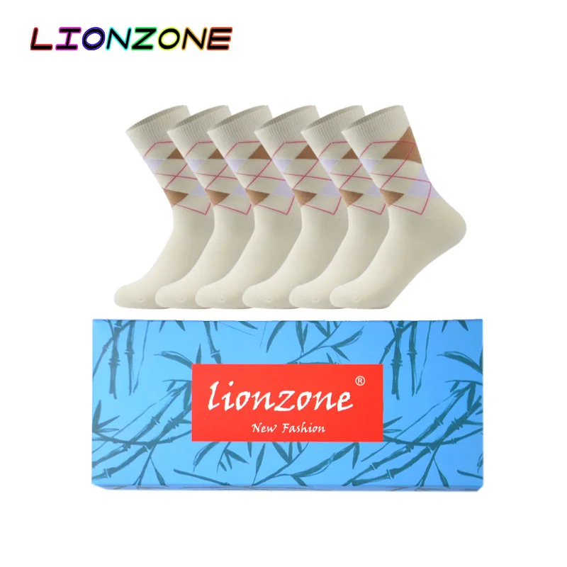 LIONZONE 6 пар/лот весенние теплые бамбуковые женские носки с алмазным узором Горячая Распродажа разноцветные Social Club Happy забавные носки - Цвет: Light yellow