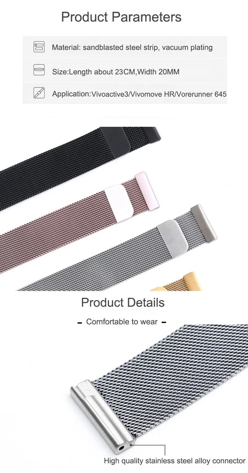Garmin Vivoactive 3 металлический ремешок для часов Garmin Vivoactive3 аксессуары/Vivomove HR/Forerunner 645 умный браслет на запястье