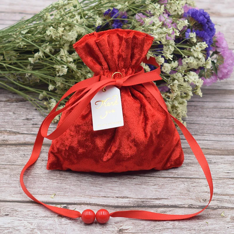 1pcs/lot Chinese Style Gold Velvet Bundle Mouth Candy Bag Storage Bags Wedding Party Supplier Handmake Gift | Дом и сад