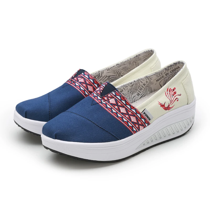 Кеды женские на платформе холщовые лоферы танкетка без застежки мягкие