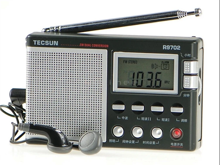 Горячая Распродажа TECSUN R-9702 FM/MW/SW Двойное преобразование World band радио приемник встроенный Динамик DSP радио Colock Динамик стерео радио
