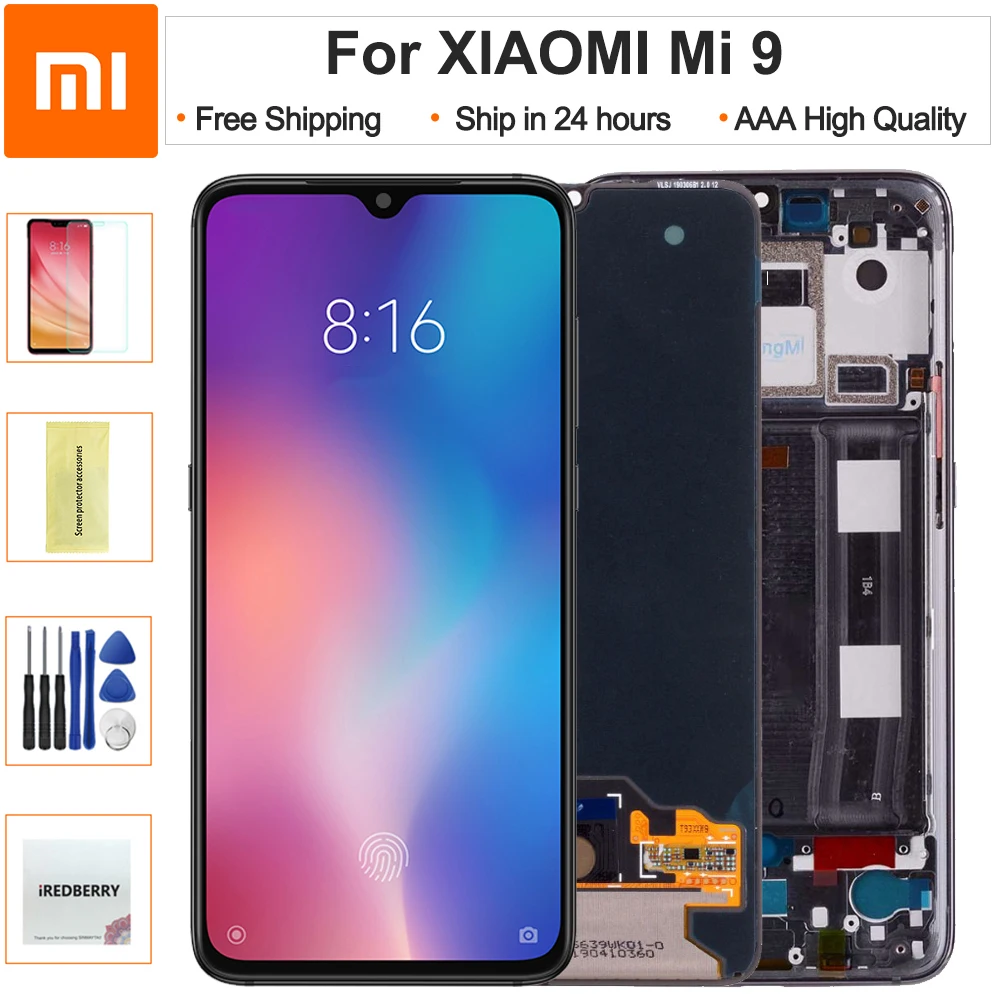 6,39 ''AMOLED для Xiaomi mi 9 lcd mi 9 дисплей дигитайзер сборка сенсорный экран M1903F Замена для Xiaomi mi 9 lcd