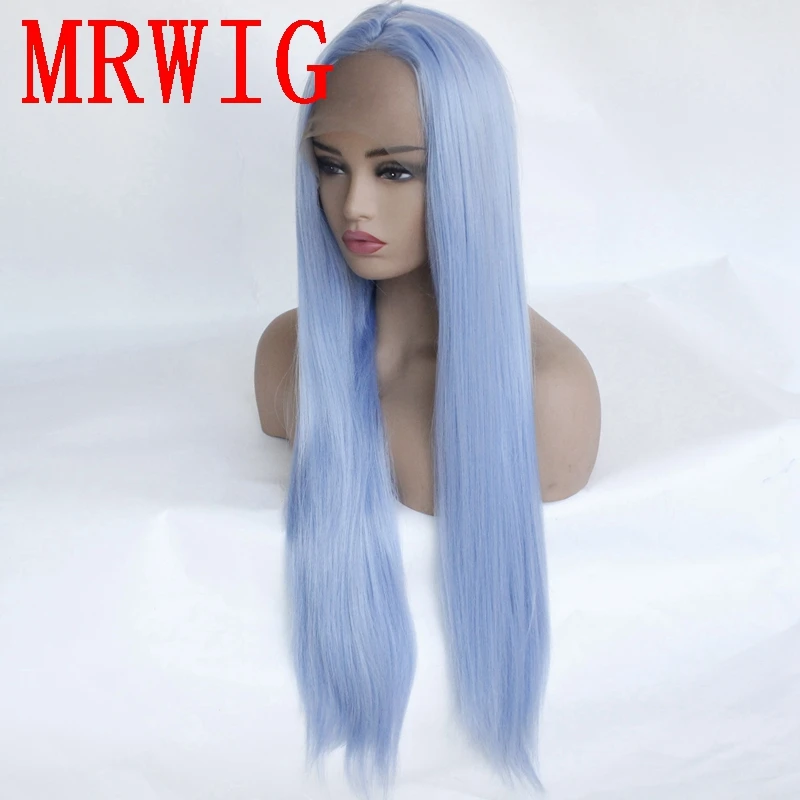 MRWIG 26in 150% плотность светло голубой цвет Синтетический Длинные прямые