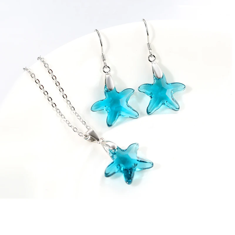 Модные Кристаллы от Swarovski морская звезда подвеска ожерелье серьги-капли для