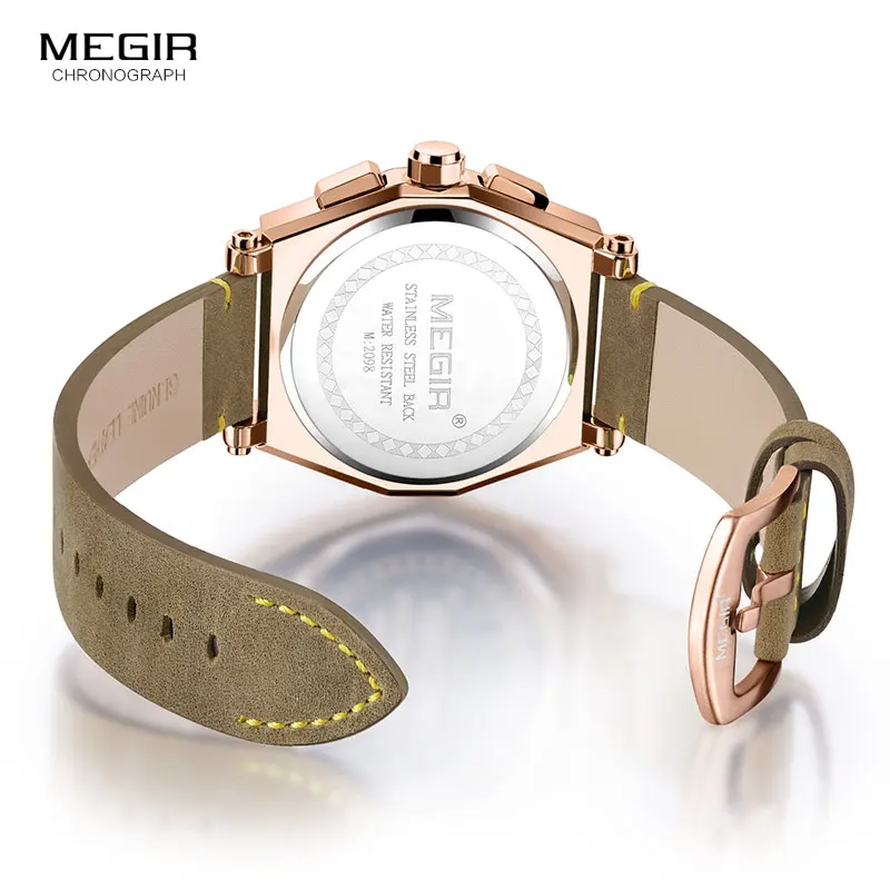 Мужские армейские кварцевые часы Megir с хронографом водонепроницаемые