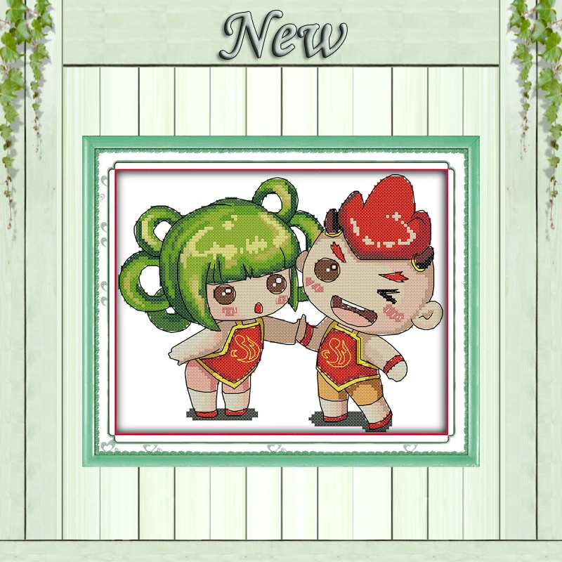 Match cartoon lovely kids mascot baby painting counted print on canvas DMC 14CT 11CT Cross Stitch Needlework Sets Embroidery kit | Дом и сад
