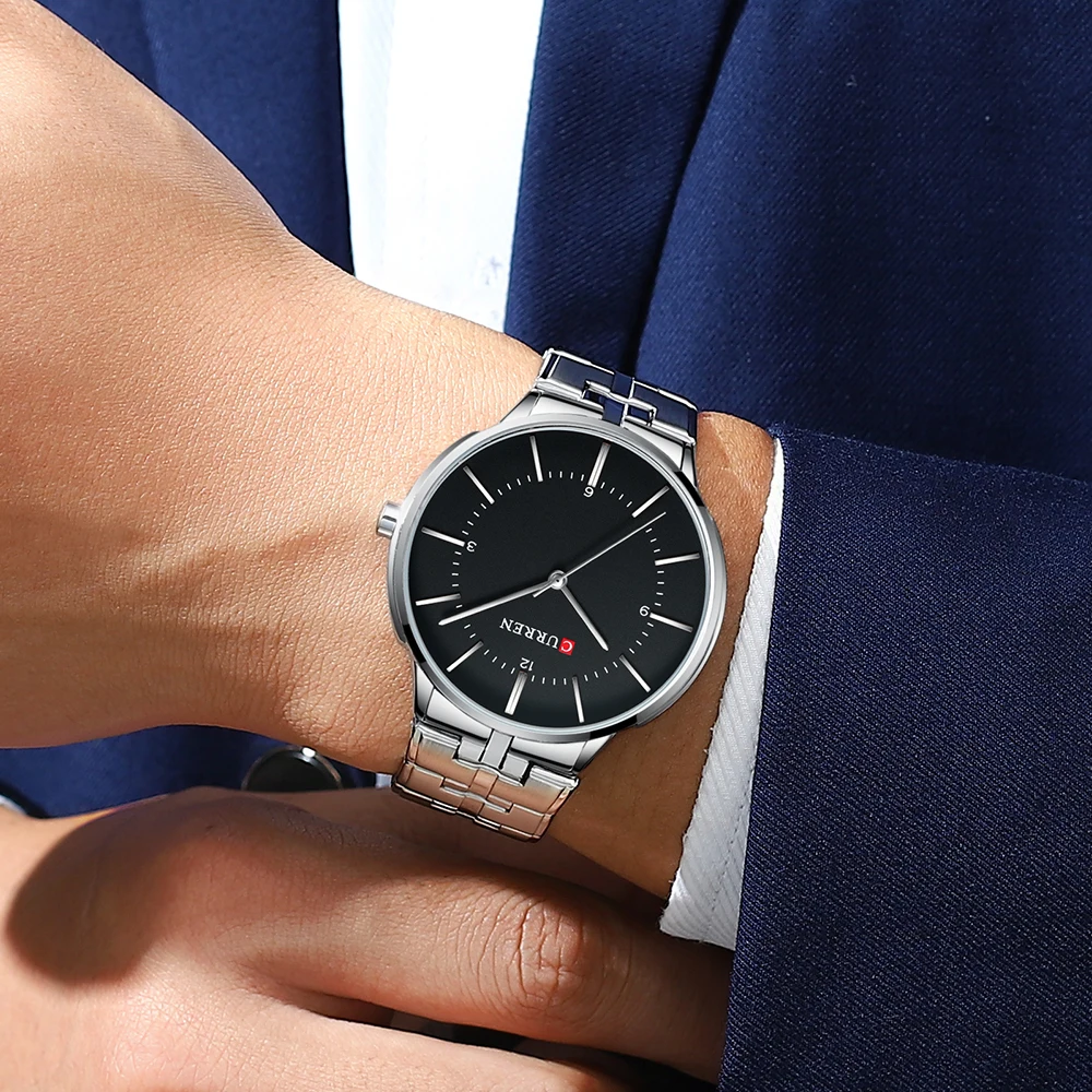 Мужские часы CURREN Reloj Hombre Кварцевые водонепроницаемые из нержавеющей стали синего