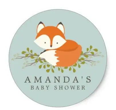 

1.5inch Sweet Woodland Fox Baby Shower Favor Seal Classic Round Sticker