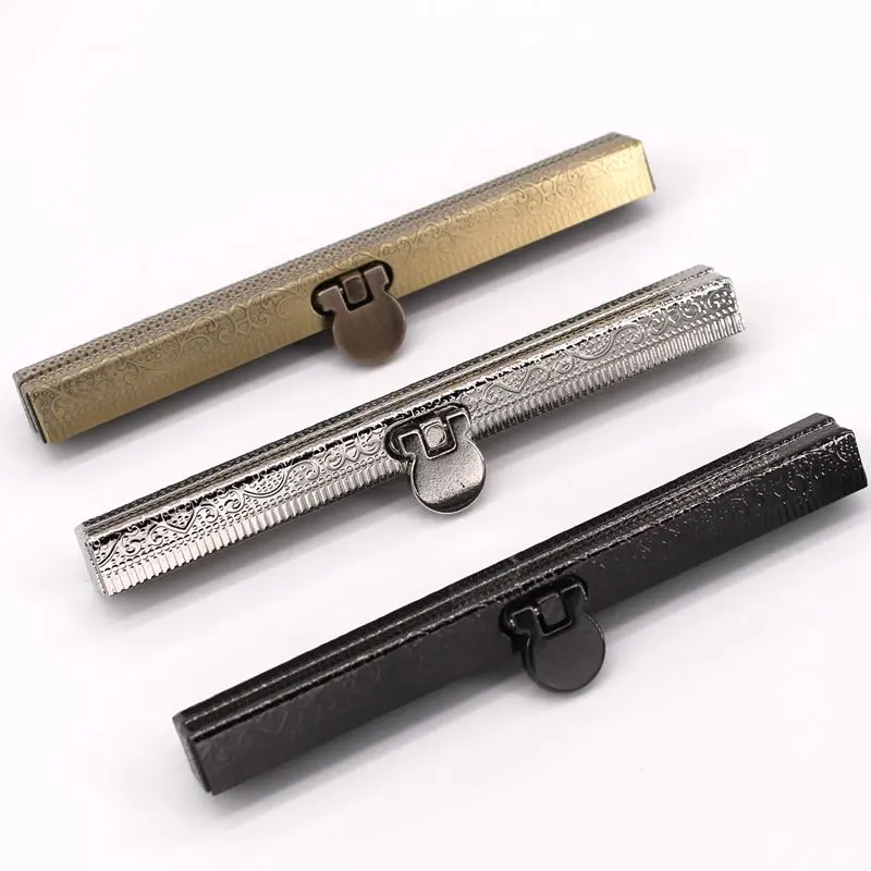Mix KISSDIY 10pcs 11.4 CM Embossed fihished DIY Metal Purse frame Handle for Bag sewing,antique Bronze Silver and Gun Black color - Цвет: Mix