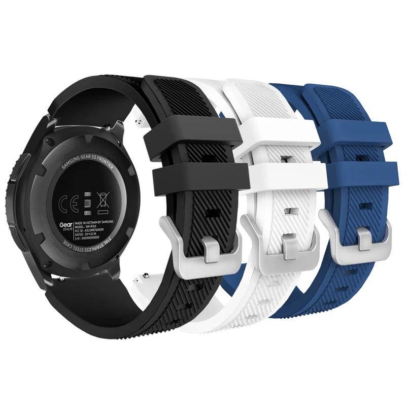 22 мм ремешок для часов samsung gear S3 Frontier galaxy watch 46 huawei gt huami amazfit 1/2 силиконовый