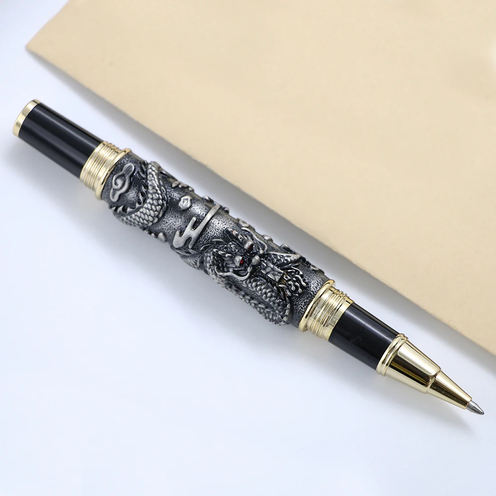 Высокое качество Jinhao Dragon шариковая ручка Роскошная металлическая шариковая ручка древнее серебро 0,7 мм перо канцелярские принадлежности для офиса и школы