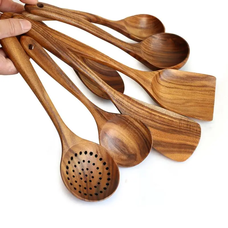 kitchen home Retro Spatula Cooking Utensils Home Lightweight Spoon Kitchen Wooden Durable with Hanging hole | Дом и сад