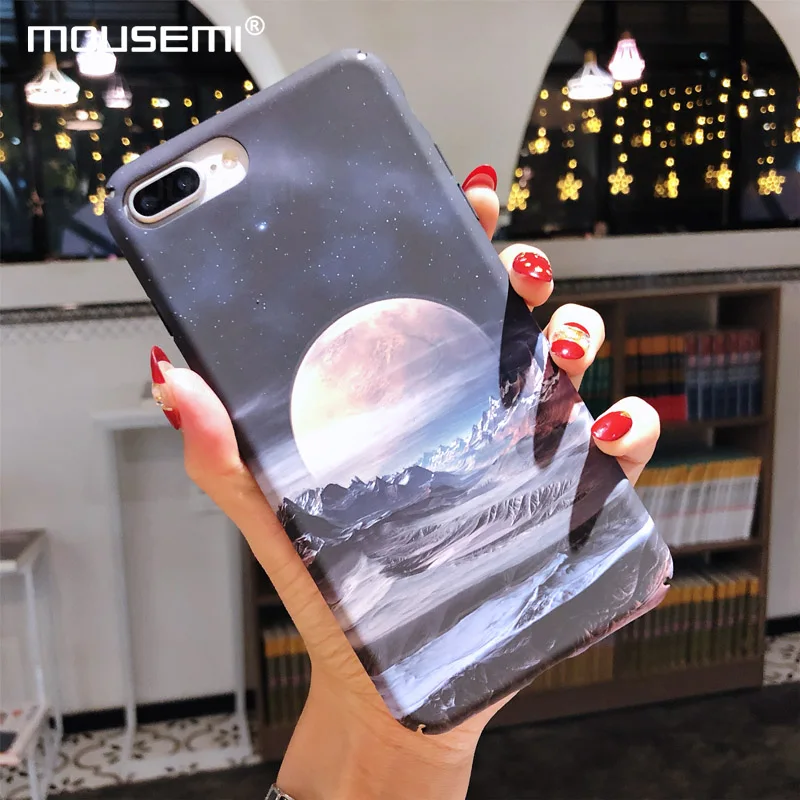 Чехол mousmi для iPhone 8 Plus 7 6 6S Жесткий пластиковый светящийся чехол с принтом X 5S SE Funda