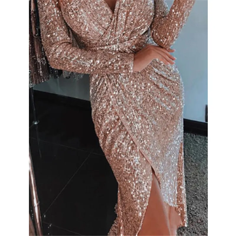 Платье женское вечернее асимметричное с V образным вырезом и длинным