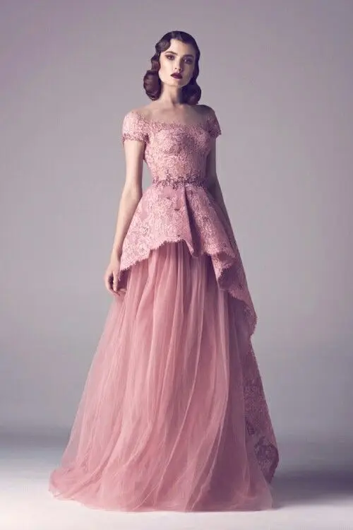 Новое прибытие элегантные вечерние платья 2017 кружева пыли розовый алина платье
