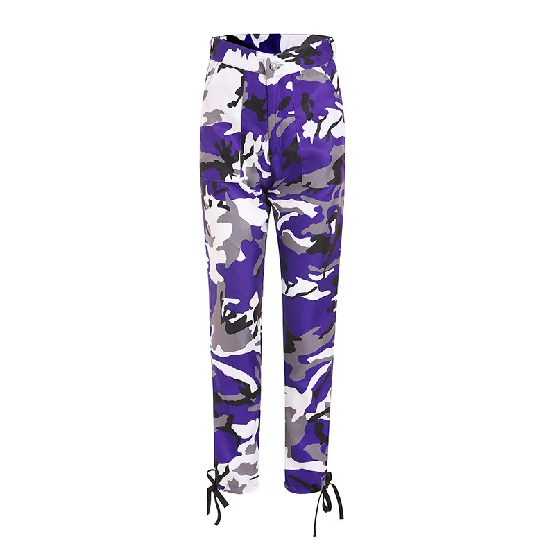 purple Горячая Распродажа, летние женские камуфляжные брюки, штаны, повседневные штаны, камуфляжные джинсы, узкие брюки, оранжевые, фиолетовые, серые - Цвет: purple