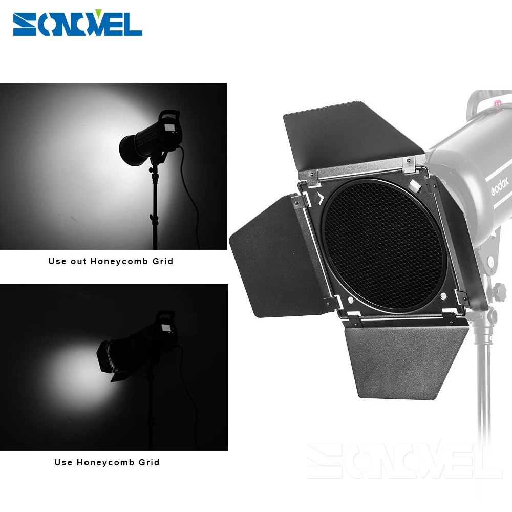 Godox BD 04 дверь сарая + сотовая сетка 4 цвета фильтр красный синий зеленый желтый для