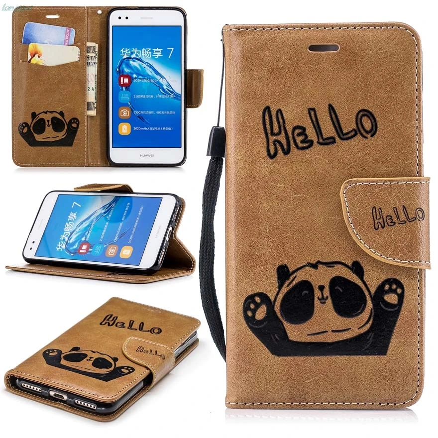 Flip Leather Case on sFor Fundas Huawei P9 Lite mini For coque Y6 Pro 2017 Panda pattern Cover Wallet Phone Cases | Мобильные