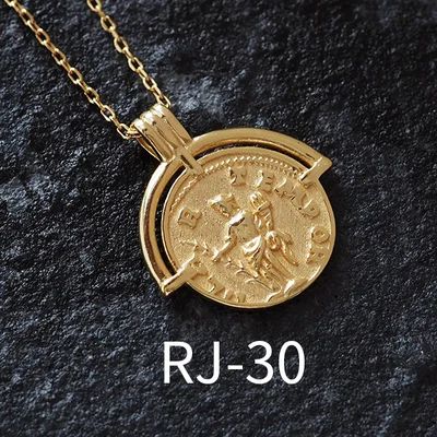 RJ-30 Ожерелье с монетами, серебро 925, чокер-колье, Золотая подвеска, шарм, минимализм, Ретро стиль, Boho Bijoux Femme, колье, ожерелье для женщин, ювелирное изделие - Окраска металла: RJ-30