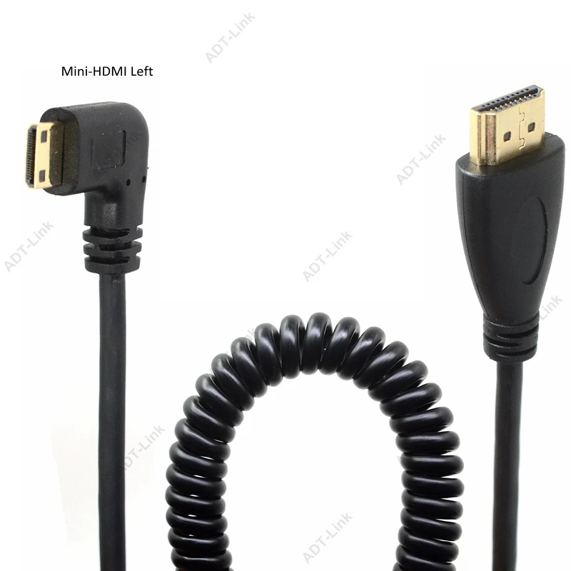 Прямой и левый и правый угловой HDMI Mini HDMI Micro HDMI к HDMI Мужской HDTV растягивающийся пружинный кабель для камеры сотового телефона XOOM TF201