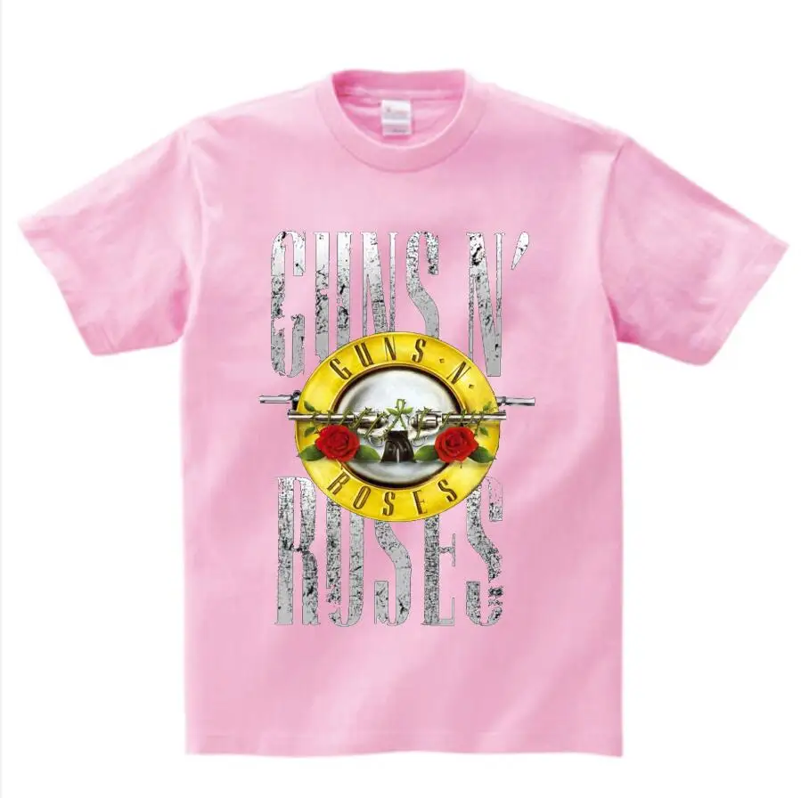 pink childreT-shirt Футболка с надписью «guns N Roses» детская футболка из чистого хлопка с круглым вырезом Детский костюм для маленьких мальчиков и девочек NN - Цвет: pink childreT-shirt