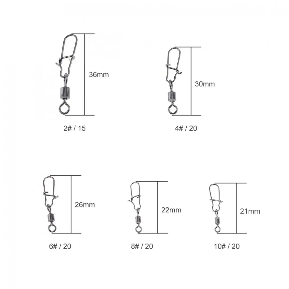 96pcs/lot 2# 3# 4# 6# 8# 10# Carbon Steel Fishing Connector Bearing Rolling Swivel 8 Ring with Enhanced Pin and Lure Box - купить по