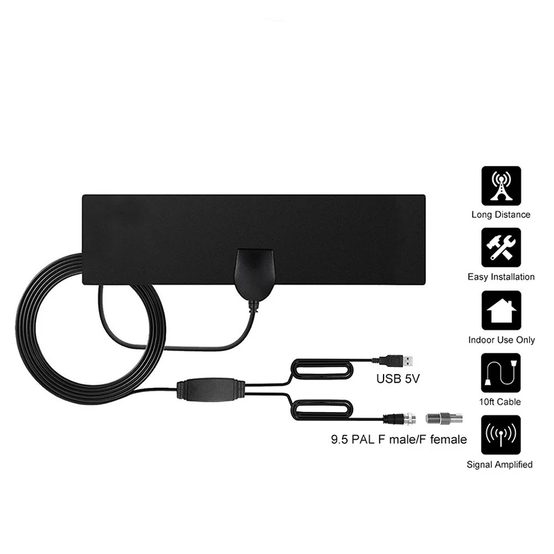 Высокоусиленная Внутренняя Бесплатная цифровая ТВ антенна 50 миль диапазон HDTV