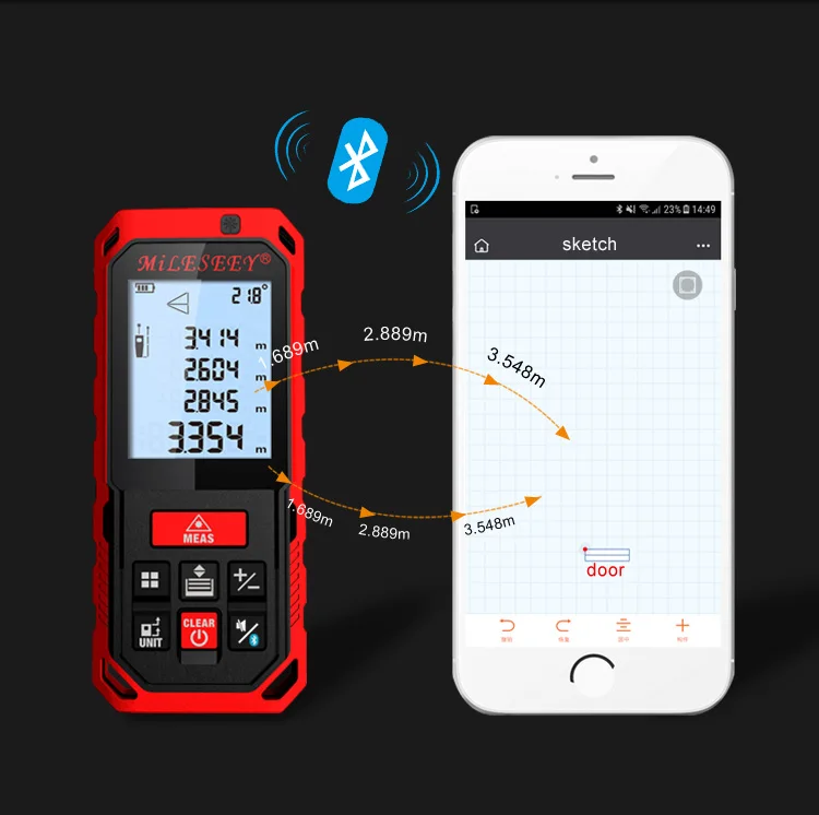 

Mileseey S2 50M laser Rangefinder binoculars case tape measure Digital Laser Distance Meter