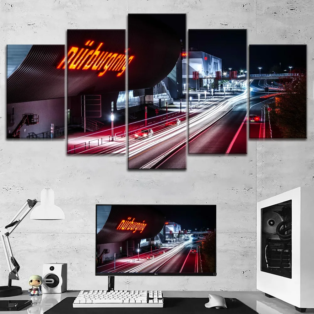 

Canvas Printed Pictures Wall Art Painting 5 Panel Nurburgring Rally Road Home Decoration Module Poster For Living Room Framework