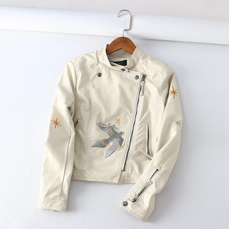 2019 вышитая Женская куртка из искусственной кожи с поясом приталенная ремнем Q13 |