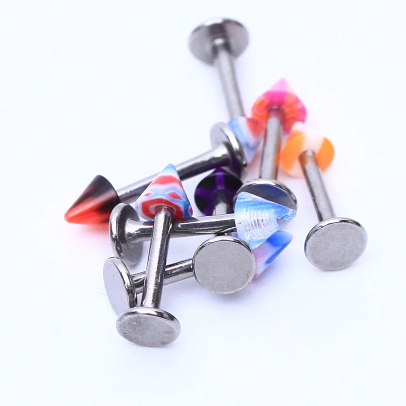 40 шт. разноцветные шарик-шип кольцо для губ стержень губа гвоздик пирсинга тела