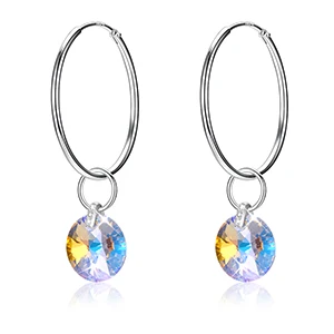 Для женщин обруч серьги хрустальные от Swarovski простой Стиль 925 пробы Серебряный Круглый Rhinestone Обручение вечерние ювелирные изделия на подарок - Цвет камня: Style 3