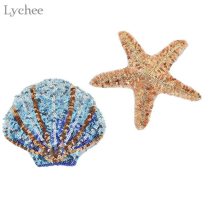 Lychee Life Морская звезда ракушки блестки пришить патчи для одежды DIY патч одежды аппликация Одежда украшения