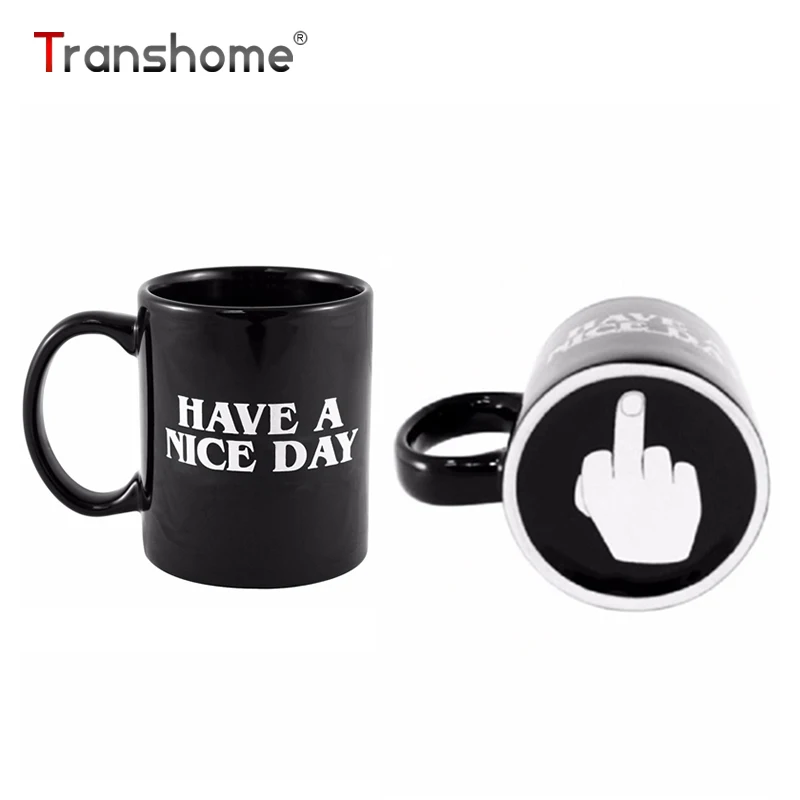 

Transhome Creative Have a Nice Day Coffee Mug 350ml Funny Middle Finger Cups And Mugs For Tea Milk Cup Ceramic Travel Coffee Mug