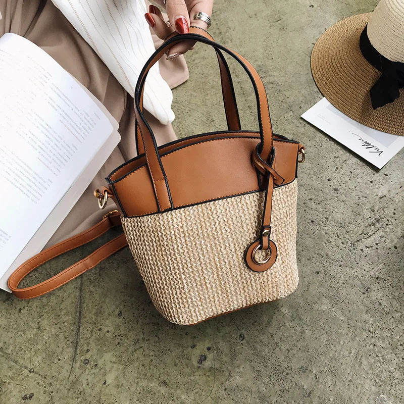 Chic Bucket Bag Woman 2018 New Summer Fashion Straw Woven Handbag Shoulder Satchel | Багаж и сумки