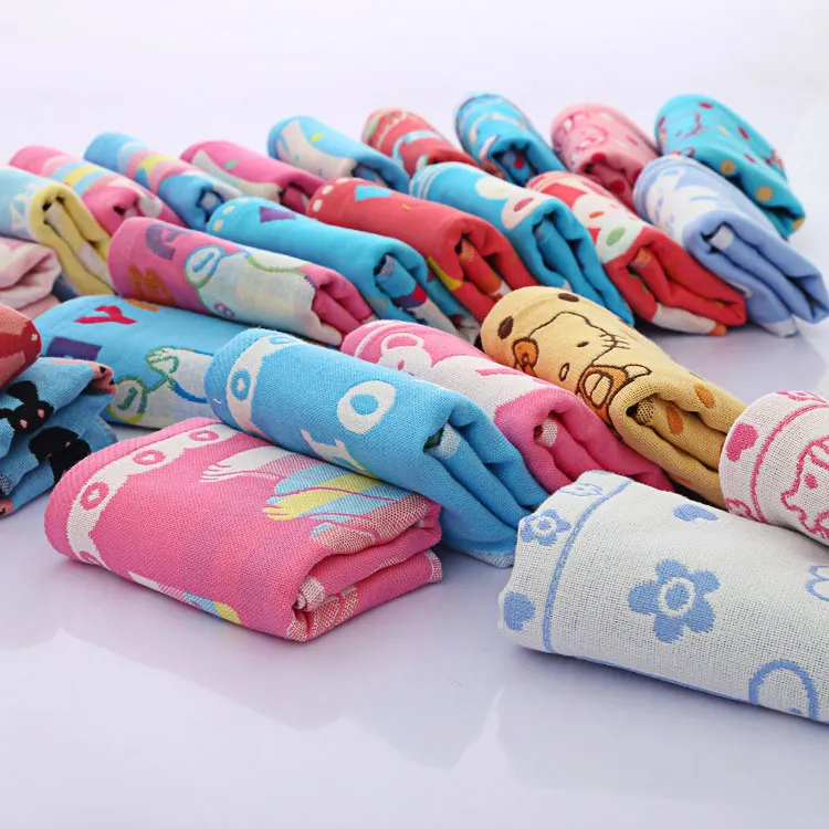 26*50cm High Quanlity Baby Towel Cartoon Babys Washcloth Handkerchief Kids Feeding Wipe Cloth Three-layer Cotton Gauze Towels