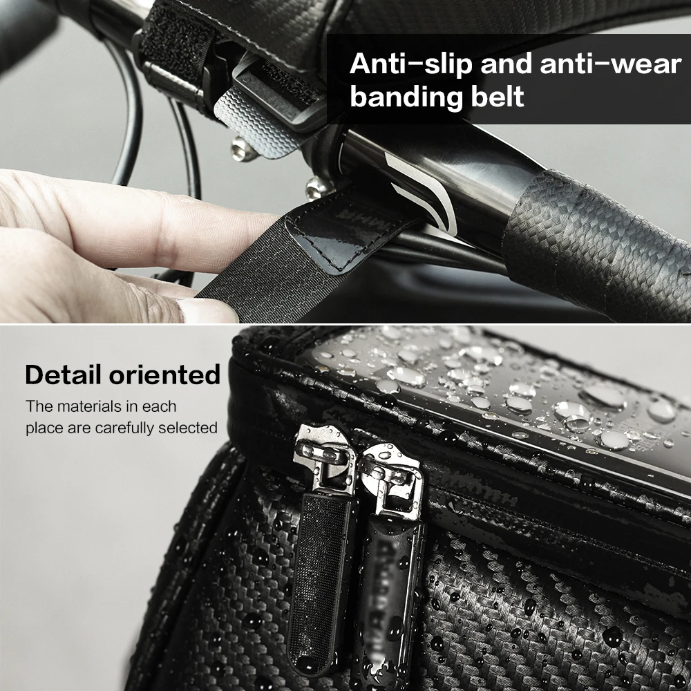 

15L Bicycle Handlebar Bag Screen Rainproof Waterproof Outdoor Sports Cycling Touch Bicycle Front Tube Sport Bags Covers Black