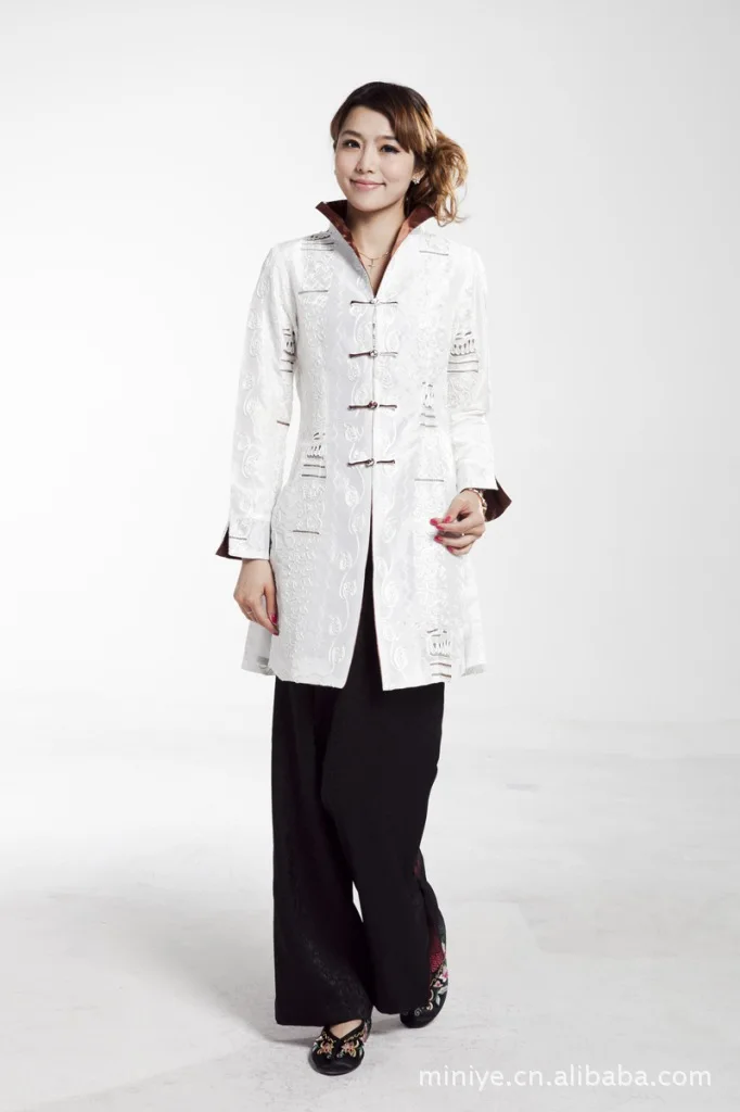 Традиционное китайское длинное пальто женская шелковая куртка размер