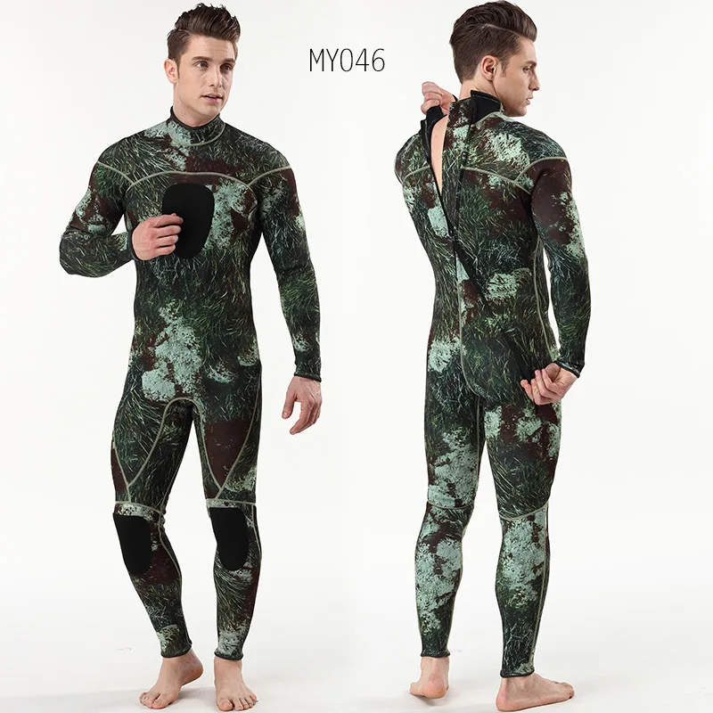 

High Quality Camoflage Men Women Long Sleeve Swimwear Pu Velvet Body Swimsuit Diving Wetsuit