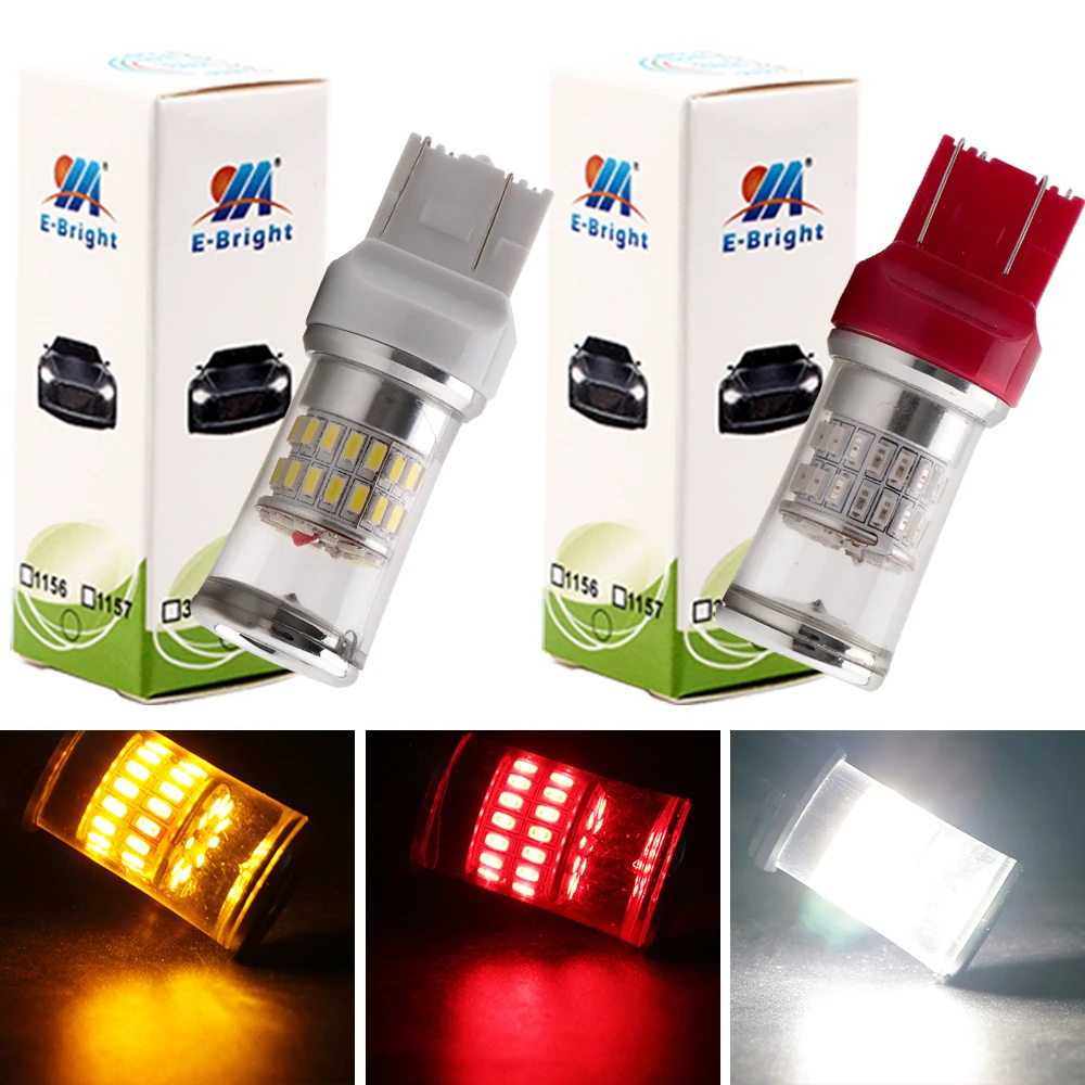 2 шт. автомобильные светодиодсветодиодный лампы T20 7440 W21W 7443 W21/5W 3014 48 SMD 12 В