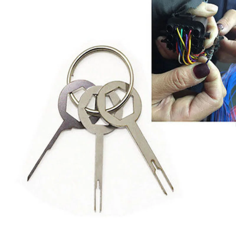 Pack 3pcs Wire Car Terminal Removal Tool Kit Electrical Wiring Crimp Connector Pin Key Replaces Stainless Steel |